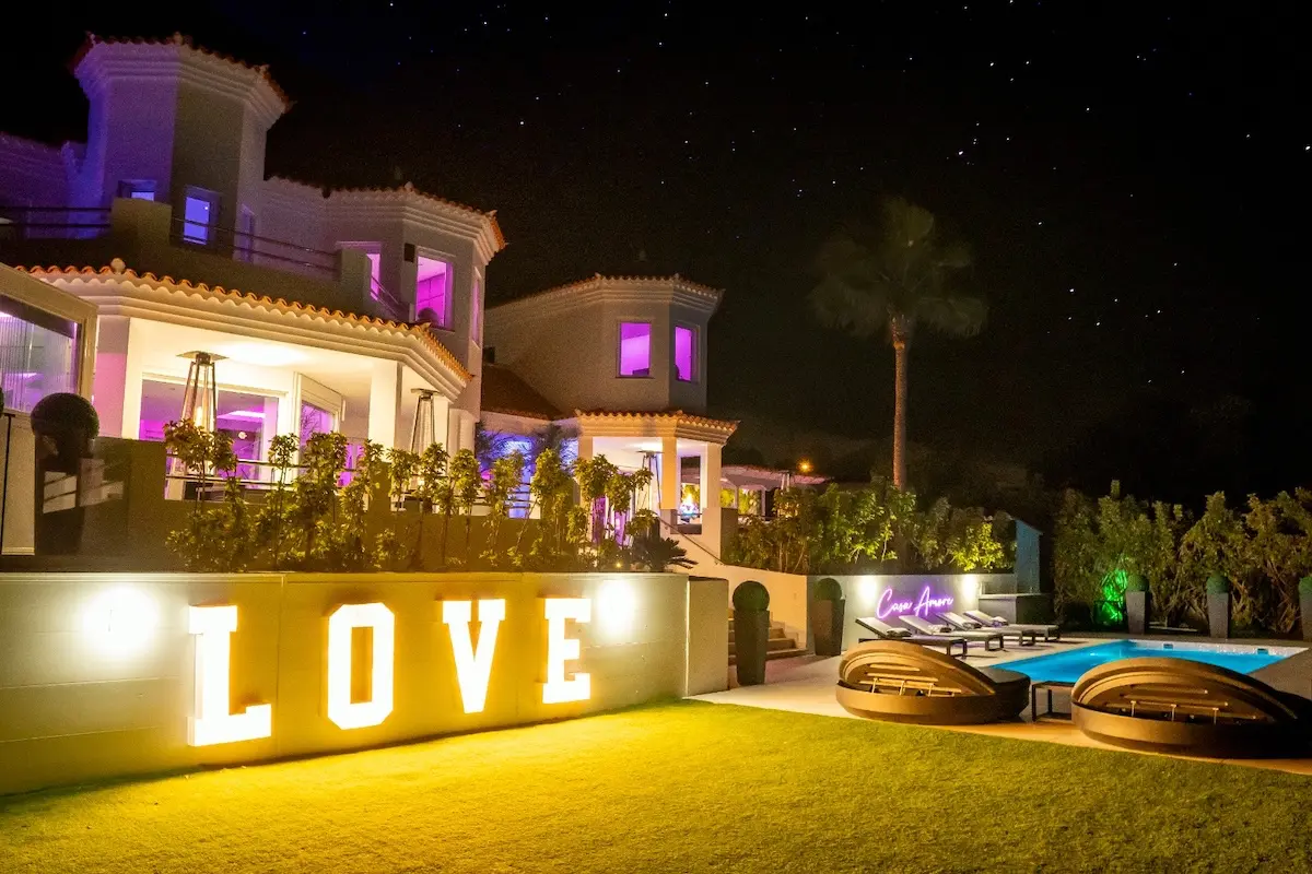 Casa Amore villa illuminated at night